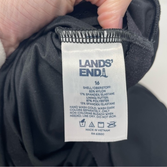 Lands' End NWOT Black and White High Neck One Piece Swim Dress Swimsuit Size 16 - Picture 6 of 12